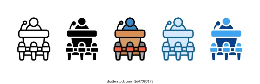Press Conference Icon Set Multiple Style Collection