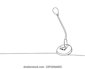 Press Conference Microphone one line art. Continuous line drawing of musical, mic, broadcasting, microphone, radio, music, karaoke, audio, sound, retro, record, broadcast, media
