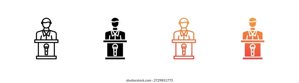 Press Conference Multiple Style Icon Set Vector
