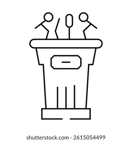 press conference news media line icon vector. press conference news media sign. isolated contour symbol black illustration