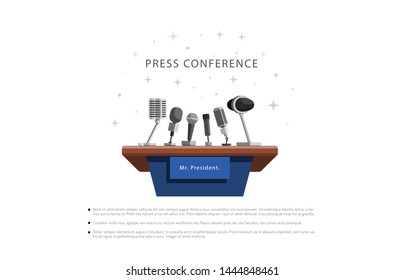 press conference urgent news vector illustration in flat style