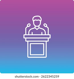 Icono del Vector de la Conferencia de la Prensa. Se puede utilizar para aplicaciones de impresión, móviles y de Web.