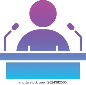 Icono del Vector de la Conferencia de la Prensa. Se puede utilizar para aplicaciones de impresión, móviles y de Web.