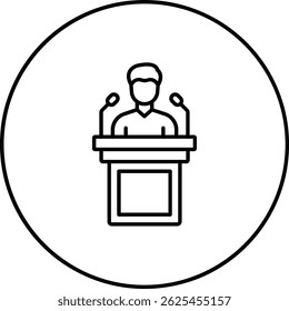 Icono del Vector de la Conferencia de la Prensa. Se puede utilizar para aplicaciones de impresión, móviles y de Web.