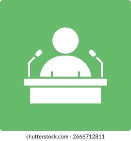 Icono del Vector de la Conferencia de la Prensa. Se puede utilizar para aplicaciones de impresión, móviles y de Web.
