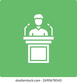 Icono del Vector de la Conferencia de la Prensa. Se puede utilizar para aplicaciones de impresión, móviles y de Web.