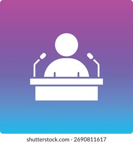 Icono del Vector de la Conferencia de la Prensa. Se puede utilizar para aplicaciones de impresión, móviles y de Web.