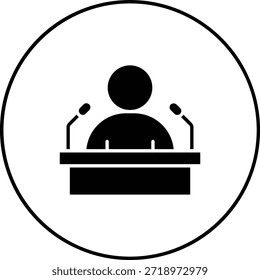Icono del Vector de la Conferencia de la Prensa. Se puede utilizar para aplicaciones de impresión, móviles y de Web.