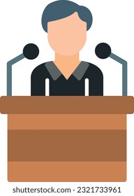 Pressekonferenz, Vektorsymbol, flatter Stil