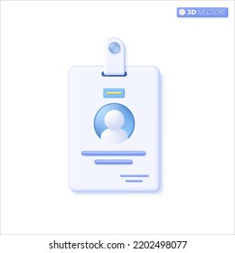 Press or employee card icon symbols. Identity badge, properly licensed, be allowed concept. 3D vector isolated illustration design. Cartoon pastel Minimal style. You can used for sign design ux, ui.