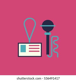 Press event icon.
Thin line and flat icon of events and special occasions organization, catering service agency, marketing agency. Flat design graphic event marketing concept, website elements.