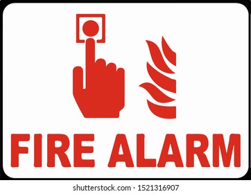Press For Fire Alarm Sign Vector illustration eps 10