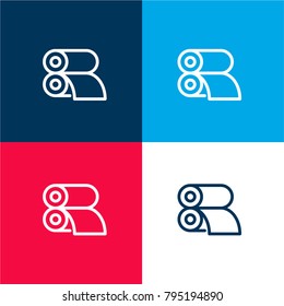 Press four color material and minimal icon logo set in red and blue