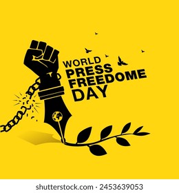 Press Freedom Day awareness poster. A Press for the Planet 2024 theme with World Press Freedom Day text.