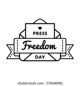 Press Freedom day emblem isolated vector illustration on white background. 3 may world cultural holiday event label, greeting card decoration graphic element