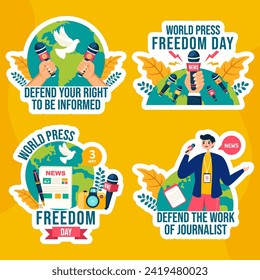 Press Freedom Day Label Flat Cartoon Hand Drawn Templates Background Illustration