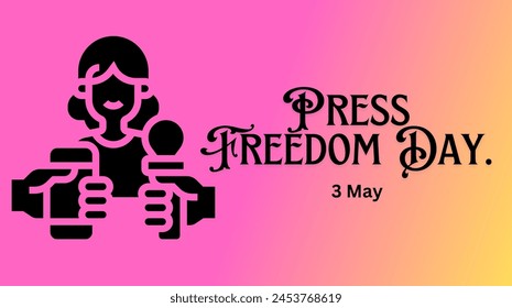 día de la libertad de prensa 3 de mayo Anuncio o Plantilla con fondo rosa y naranja con texto negro