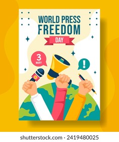 Press Freedom Day Vertical Poster Flat Cartoon Hand Drawn Templates Background Illustration