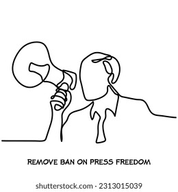 press freedom line art vector. censorship and media bans art.