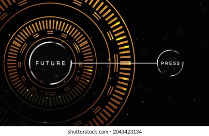 Drücken Sie auf die Zukunftstechnologie - Background Abstrakte Design-Schaltkreis-Technologie. Abstrakter futuristischer Hintergrund, abstrakter Kunsthintergrund. Vektorgrafik.