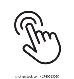 Press here hand click sign. Clicking finger icon template. 