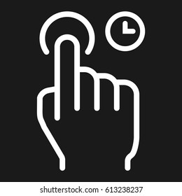 Press and hold line icon, touch and hand gestures, mobile interface vector graphics, a linear pattern on a black background, eps 10.