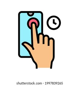 press and holding phone display color icon vector. press and holding phone display sign. isolated symbol illustration