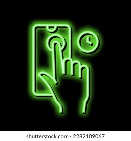 press and holding phone display neon light sign vector. press and holding phone display illustration