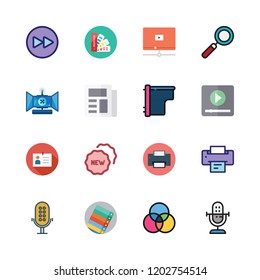 press icon set. vector set about printer, remote control, palette and id card icons set.