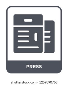 press icon vector on white background, press trendy filled icons from Industry collection, press simple element illustration