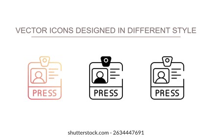 Icono de tarjeta de identificación de Prensa diseño con fondo blanco