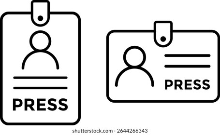 PRESS ID Card icon set. National ID document. identification identity. personal badge. passport id symbol. Membership or client personal identity
