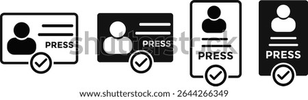 PRESS ID Card icon set. National ID document. identification identity. personal badge. passport id symbol. Membership or client personal identity
