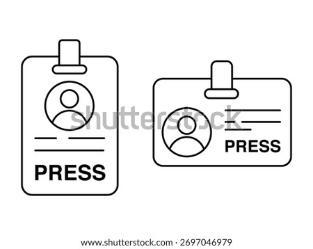 PRESS ID Card icon set. National ID document. identification identity. personal badge. vector illustration 