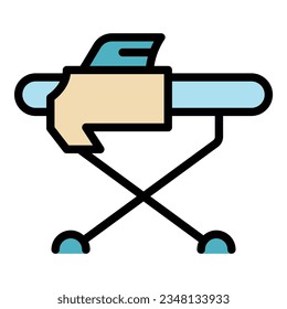Press iron board icon outline vector. Electric ironing. Laundry cloth color flat