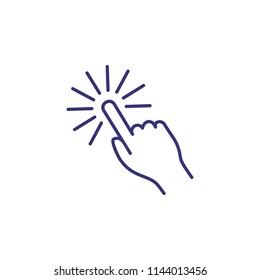 Press line icon. Human hand, finger, tap, beams. Gesturing concept. Can be used for topics like app design, guidance, mobile application