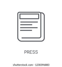 Press linear icon. Modern outline Press logo concept on white background from Gym and Fitness collection. Suitable for use on web apps, mobile apps and print media.
