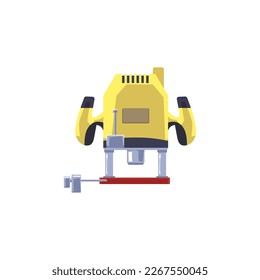 Pressemaschine oder Formpressmaschine, flache Vektorgrafik einzeln auf weißem Hintergrund. Industrielle Ausrüstung zum Formen und Zerkleinern von Mechanikteilen.
