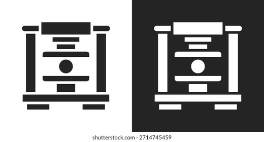 Icono De La Máquina De Prensa En Estilo Glifo Blanco Y Negro