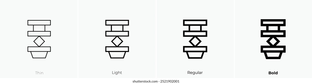 press machine icon. Thin, Light Regular And Bold style design isolated on white background