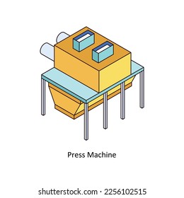 Press Machine Vector Isometric Filled Outline icon for your digital or print projects. stock illustration