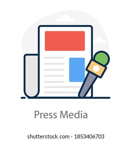 Vector de medios de prensa, ícono de moda del periodismo