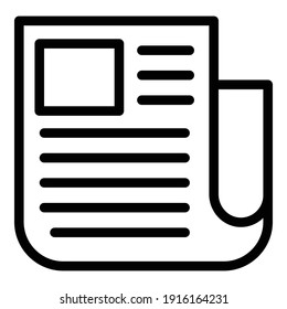 Press newspaper icon. Outline press newspaper vector icon for web design isolated on white background