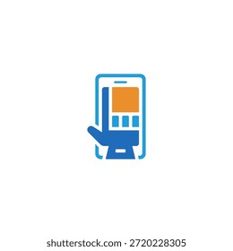 Prensa en la idea del logotipo de la pantalla del teléfono inteligente.