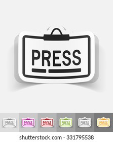 press paper sticker with shadow. Vector illustration