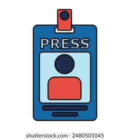 Icono de pase de Prensa. Acceso para Periodismo, Medios de Comunicación, Noticias, Reportero, Evento