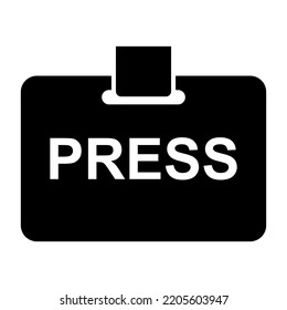 Press Pass ID Card Icon. Journalist Visitor Pass, Vector Illustration