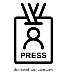 Press Pass ID Card Line Icon. Journalist Visitor Pass, Vector Illustration