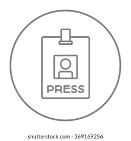 Press pass ID card line icon.