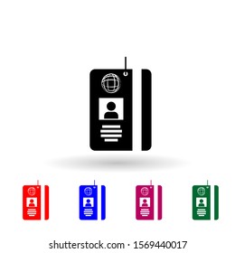 Press pass id card multi color icon. Simple glyph, flat vector of media icons for ui and ux, website or mobile application